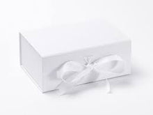 Load image into Gallery viewer, A5 Deep Luxury White Gift box with Grossgrain ribbon