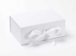 A5 Deep Luxury White Gift box with Grossgrain ribbon