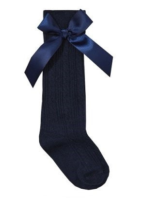 Navy Blue Baby Knee Socks with Bow