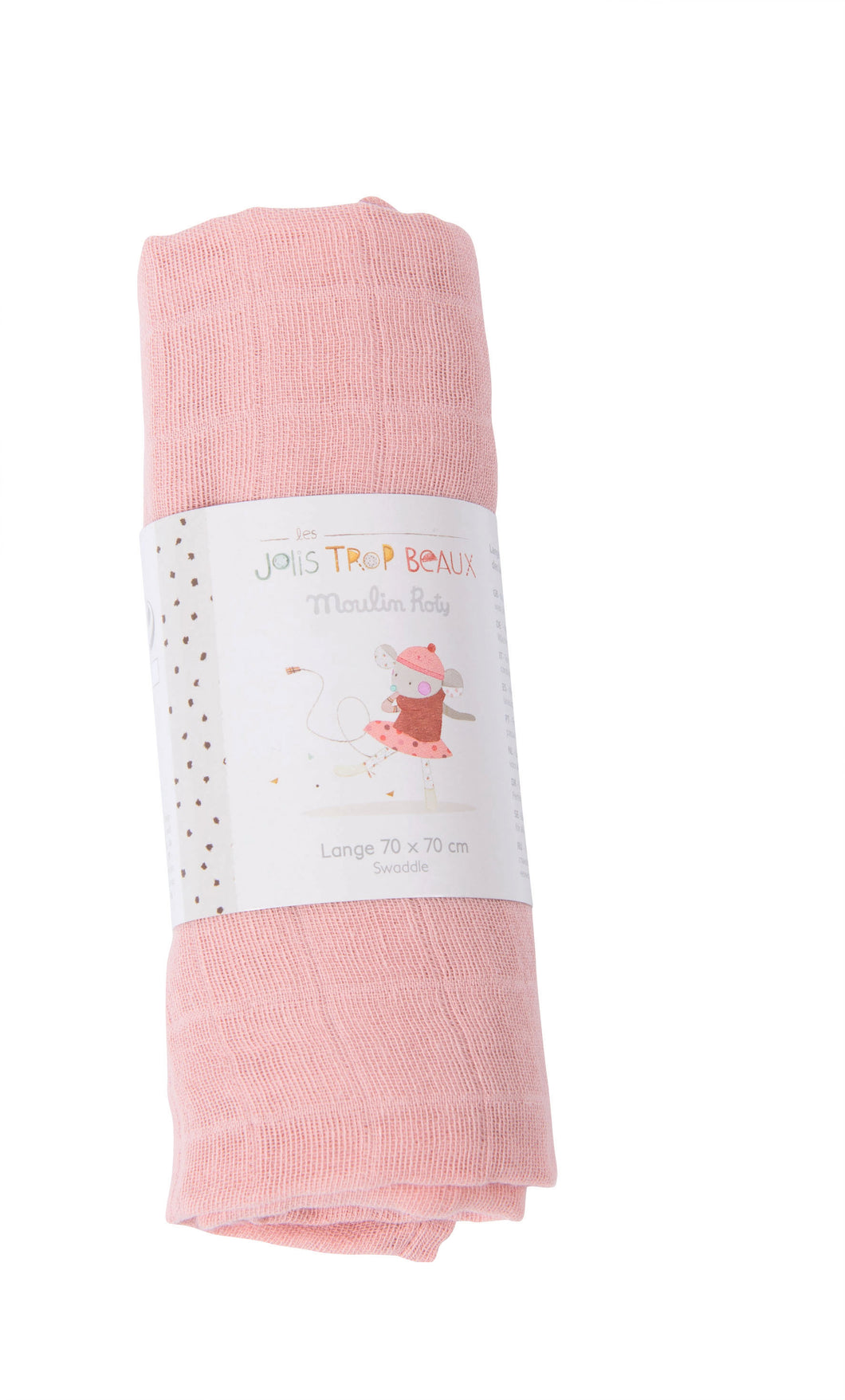 Moulin Roty Pink Muslin Cloth 70x70cm - The Monkey Box