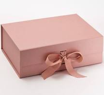 Load image into Gallery viewer, A4 Deep Luxury Rose Gold Gift box with Grossgrain ribbon
