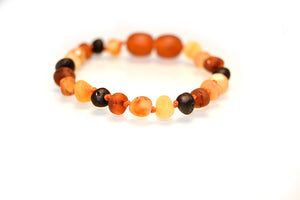 Multi coloured amber beads, amber bracelet, amber anklet 12cm & 14cm