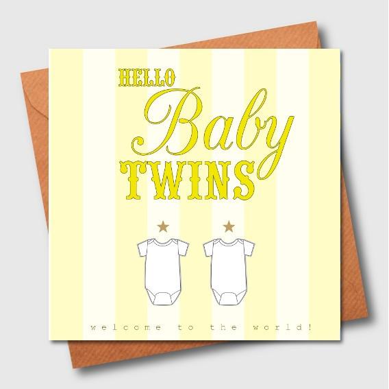 Hello Baby Twins Greeting Card - The Monkey Box