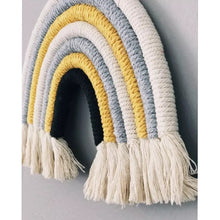 Load image into Gallery viewer, Grey and Yellow 7 Arch Macrame Rainbow Nursery/Bedroom Decoration