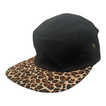 Load image into Gallery viewer, Black and Leopard print 5 panel Junior cap