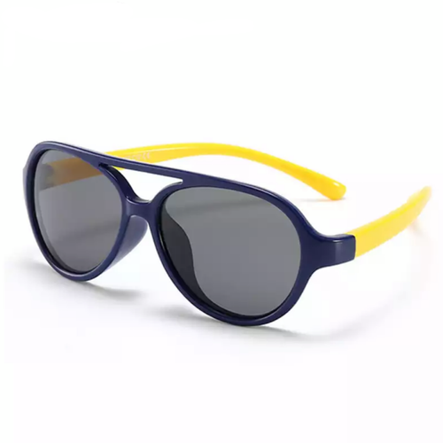 Kids Pilot Sunglasses - Navy and Yellow