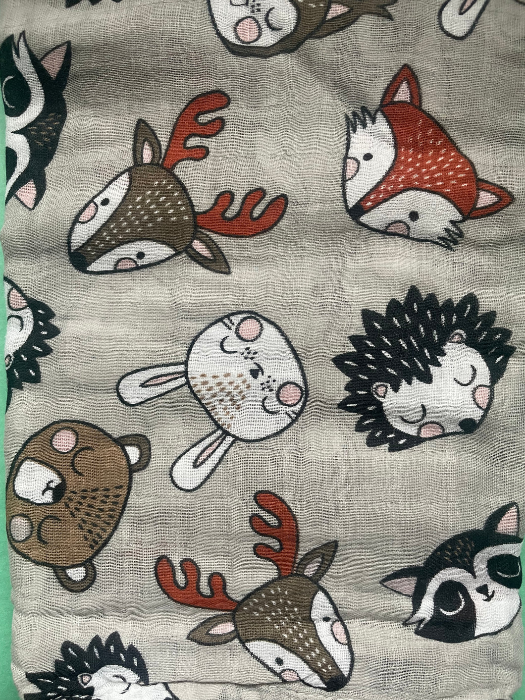 Extra large Animal bamboo cotton muslin swaddles