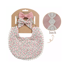 Load image into Gallery viewer, Peony Floral Boho Bib and Double Headband set