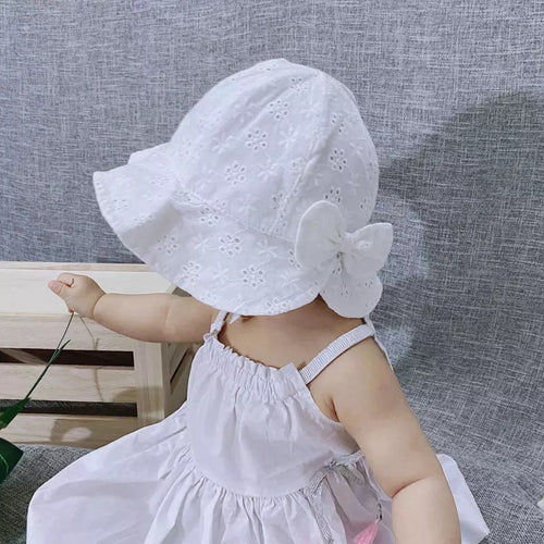 White Bow Baby Sun Hat