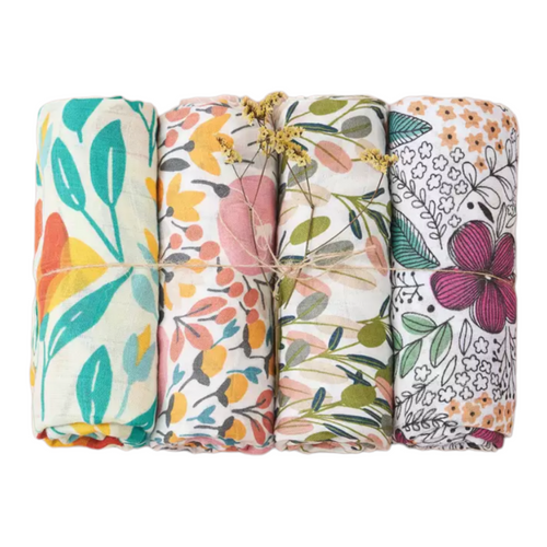 Extra large Floral bamboo cotton muslin swaddles
