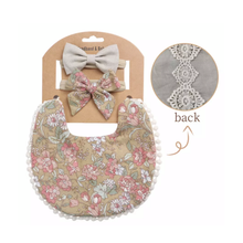 Load image into Gallery viewer, Lily Floral Boho Bib and Double Headband set