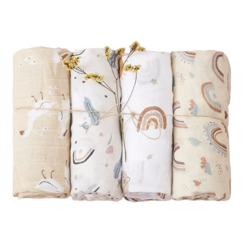 Extra Large Neutral Bamboo Cotton Muslin Swaddles - The Monkey Box