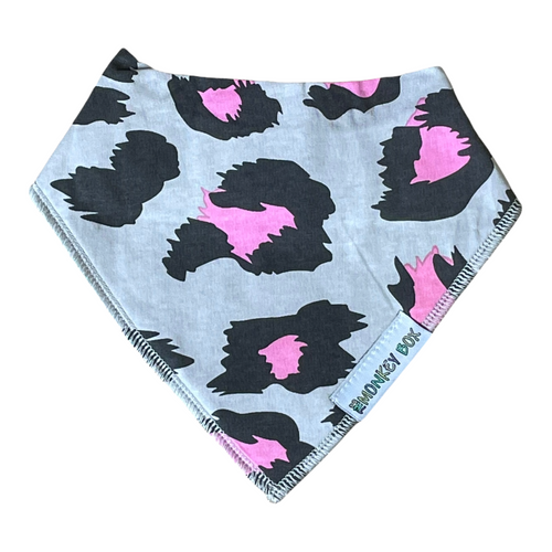 Pink and Grey Animal Print Dribble Bib