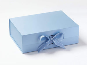 A4 Deep Luxury Blue Gift box with Grossgrain ribbon