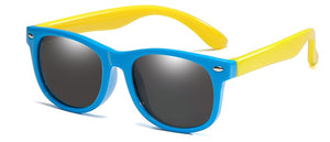 kids sunglasses blue yellow side